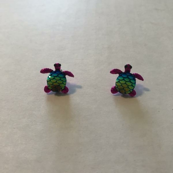 Rainbow turtle earrings - Picture 1 of 2
